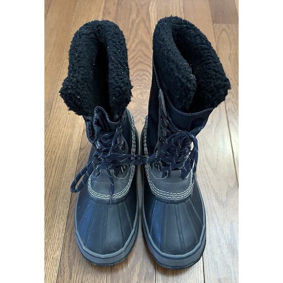 LL Bean Boots Insulated Snow Duck Waterproof Mens‎ 8M Navy Blue Black Fleece main image 8